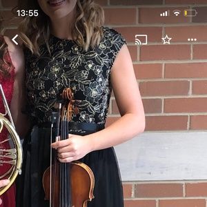 Candlelight Petite Black & Gold High-Low Formal Dress